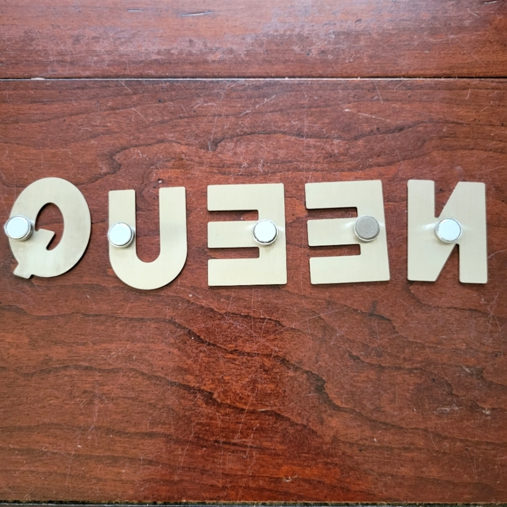QUEEN Brushed Stainless Steel Letters Magnetic Letters 1.5 by 1.25 inches - Picture 5 of 8